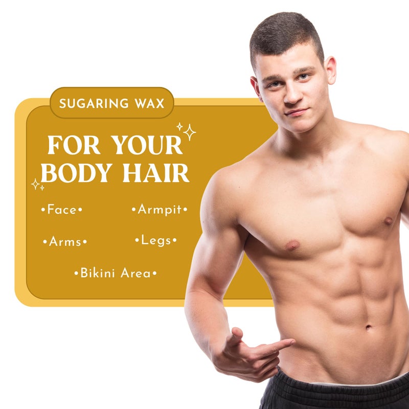 MOOM Organic Hair Removal Sugar Wax for Men with Aloe Vera & Chamomile â€“ Soft Wax for Sensitive Skin & Men Hair - Perfect for Back, Chest, Eyebrow & Body - 12 oz Jar (Strips & Sticks NOT Included) - Image 5